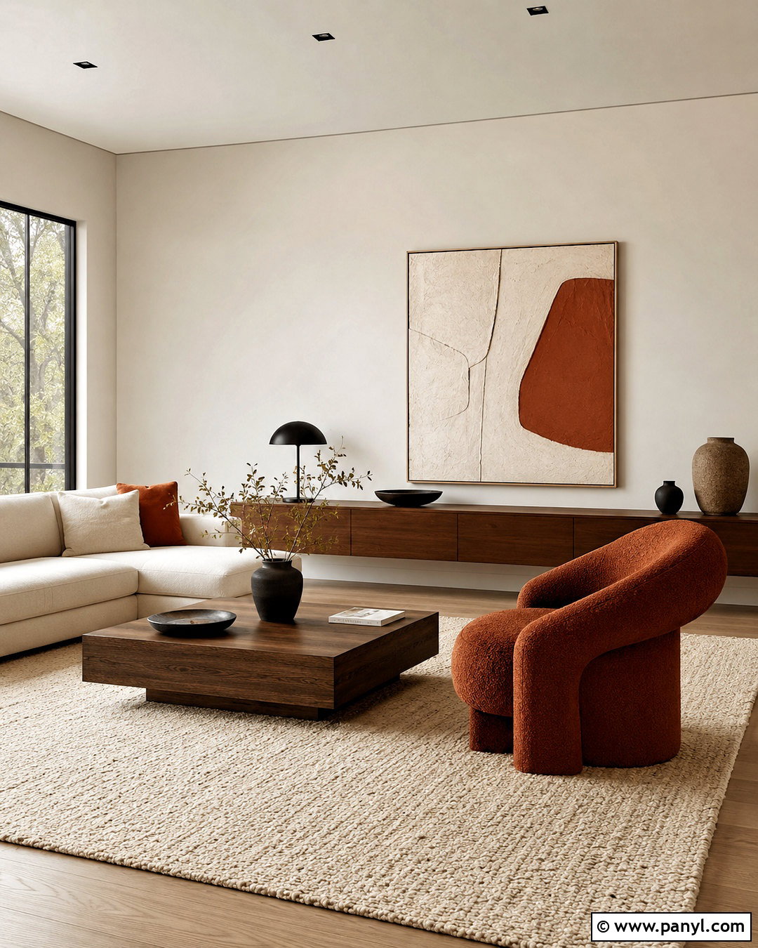 Shoji White Modern Living Room - 35 Sw Shoji White Walls