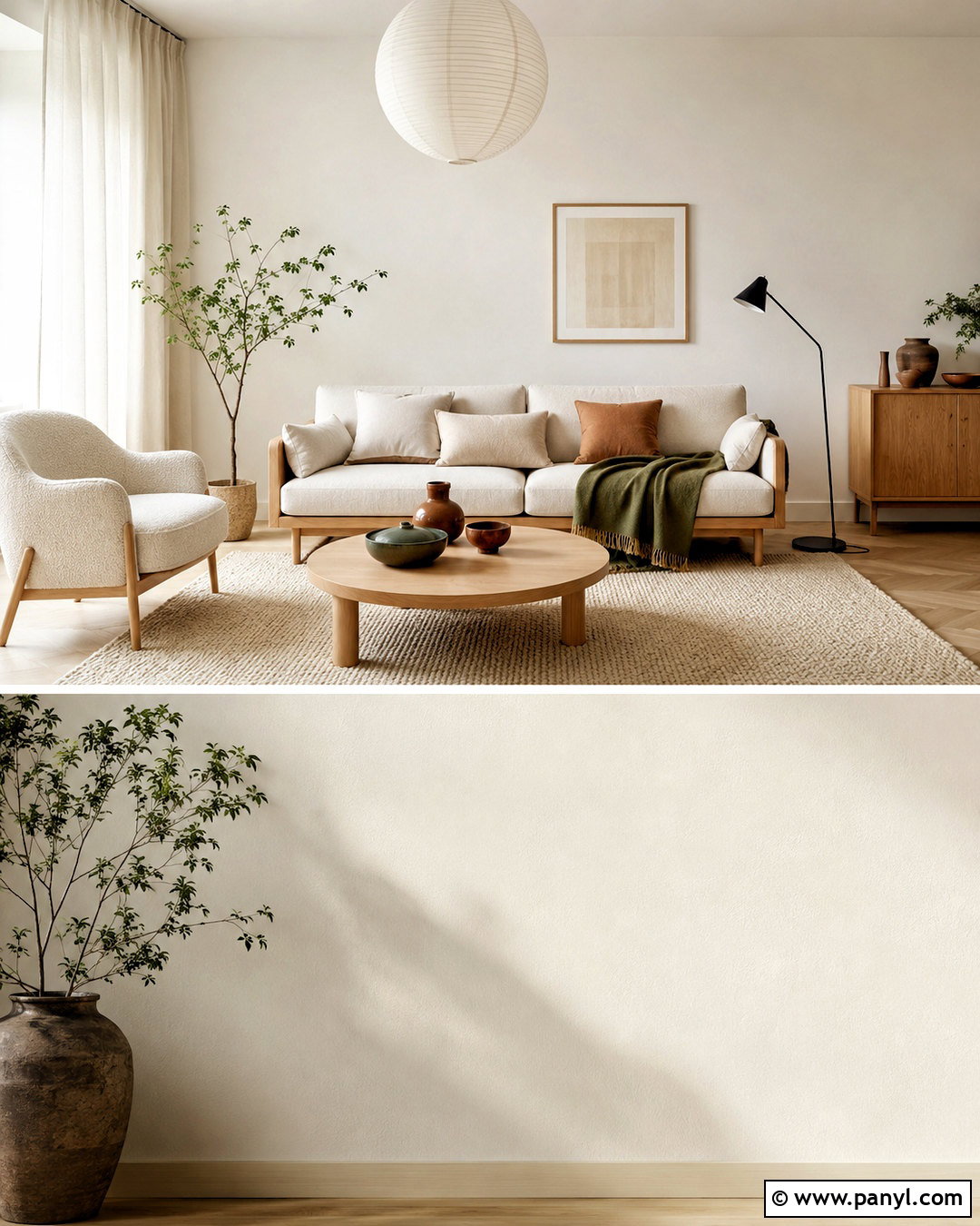 Shoji White Scandinavian Living Room - 35 Sw Shoji White Walls