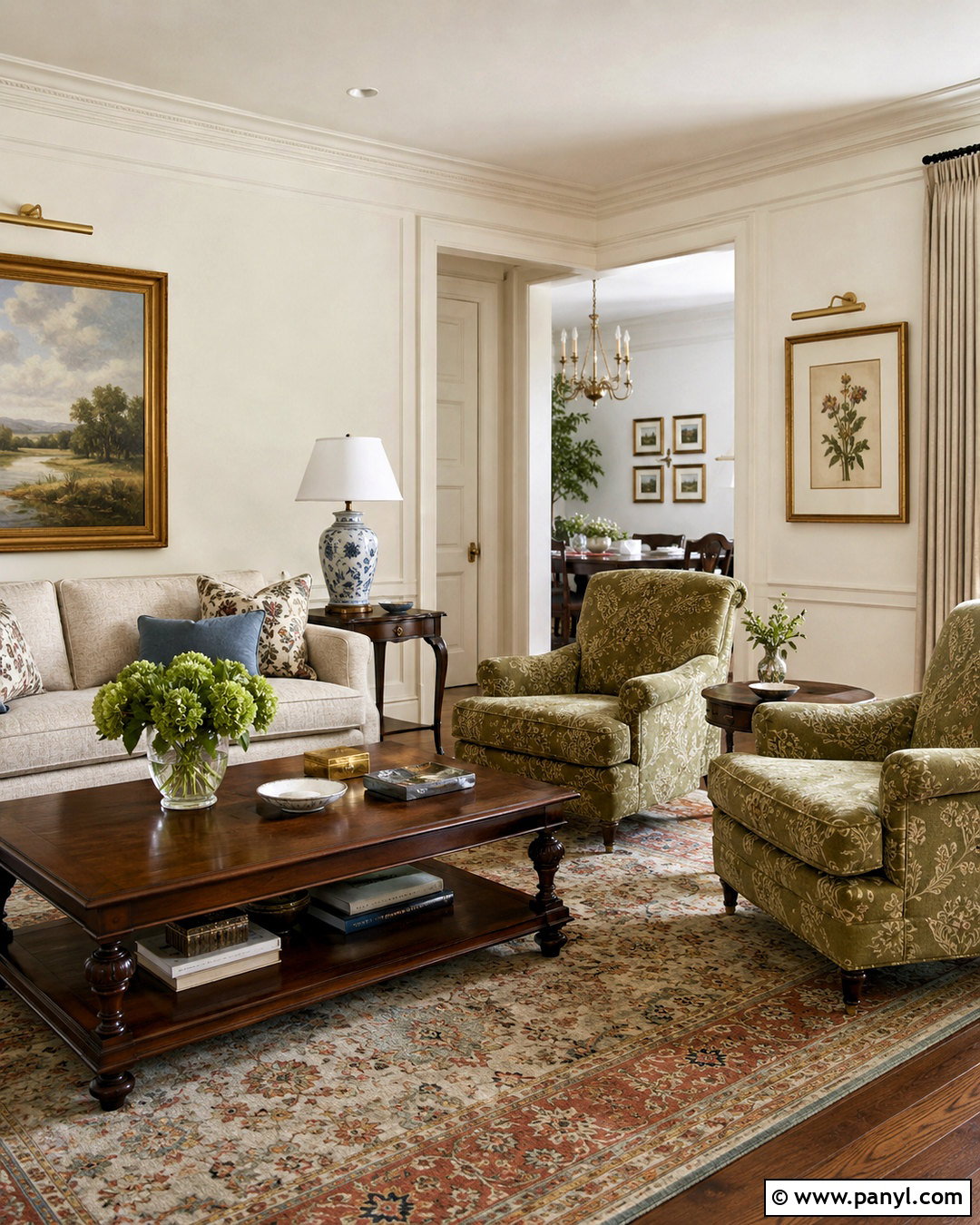 Shoji White Traditional Living Room - 35 Sw Shoji White Walls