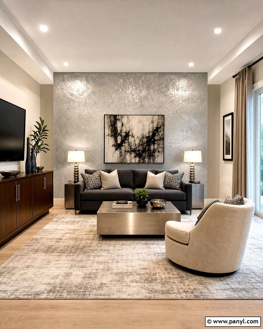 Silver Accent Wall - 20 silver interior design ideas