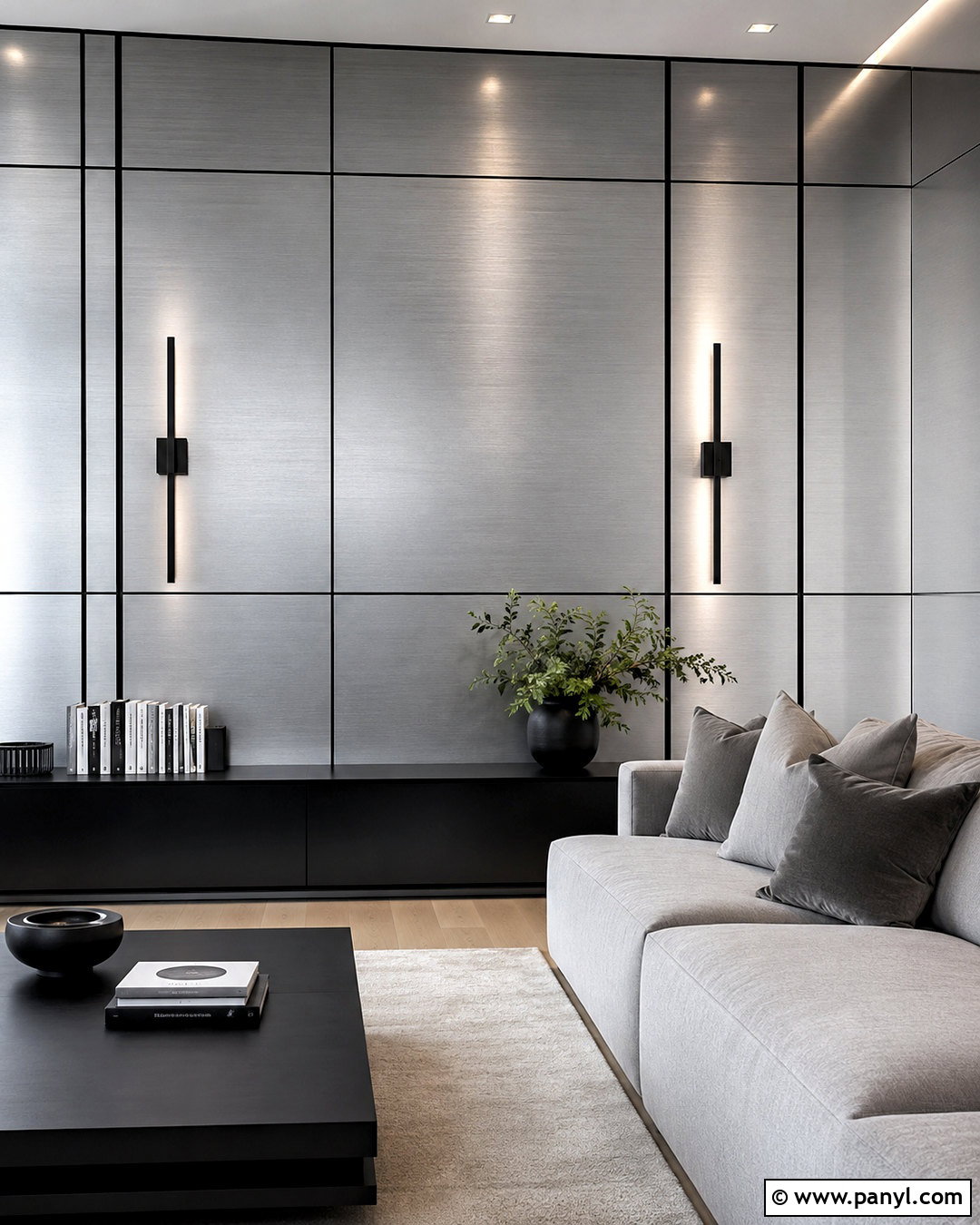 Silver And Black Modern Wall - 35 silver wall ideas
