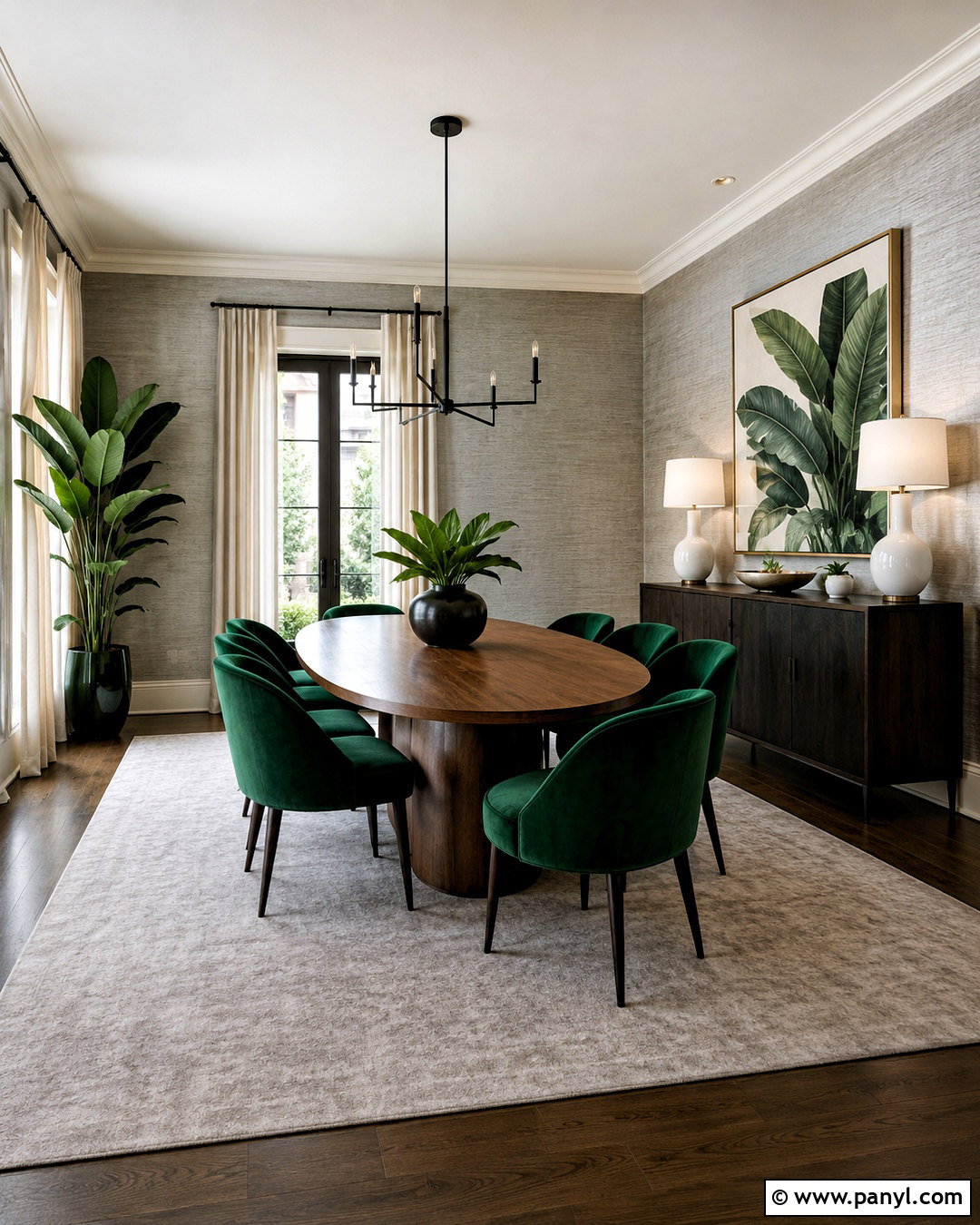 Silver And Emerald Dining Room Wall - 35 silver wall ideas