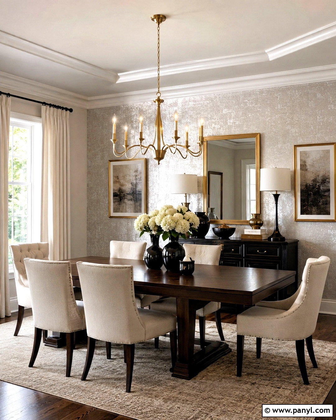 Silver And Gold Dining Wall - 35 silver wall ideas