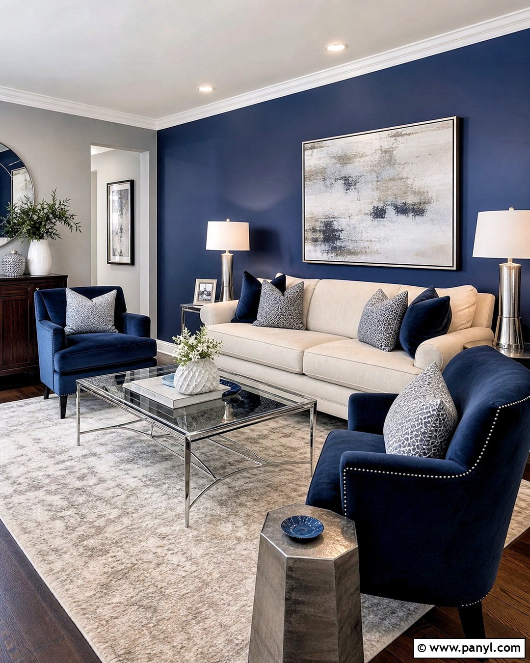 Silver And Navy Living Room - 20 silver interior design ideas