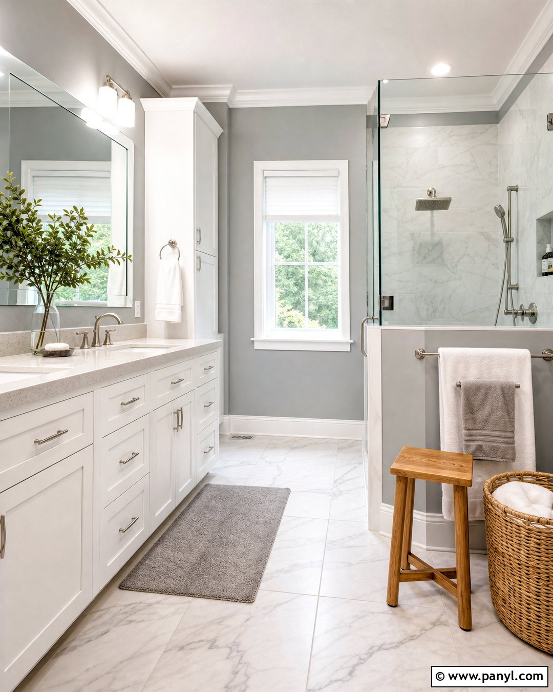 Silver Bathroom Walls With White Marble - 20 silver paint walls