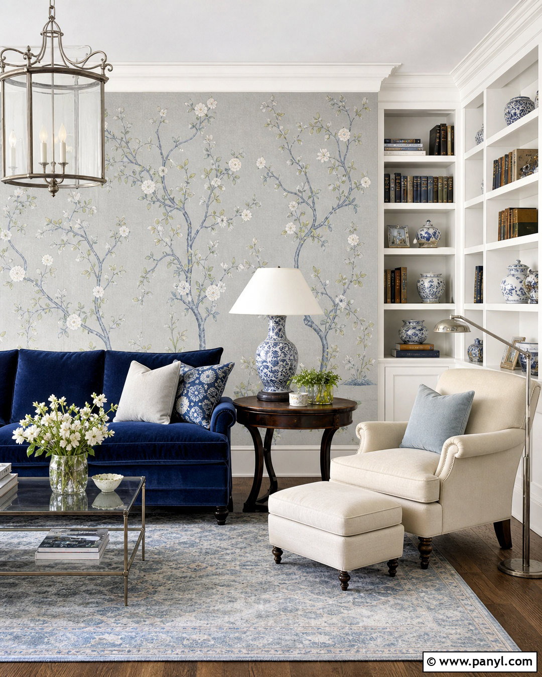 Silver Chinoiserie Reading Room Wallpaper - 20 silver wallpapers