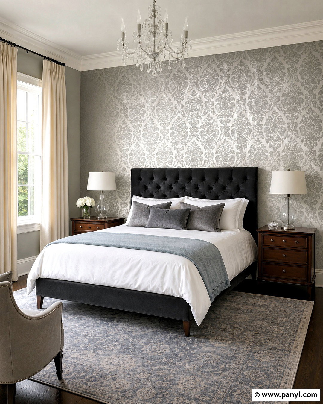 Silver Damask Bedroom Wall - 35 silver wall ideas