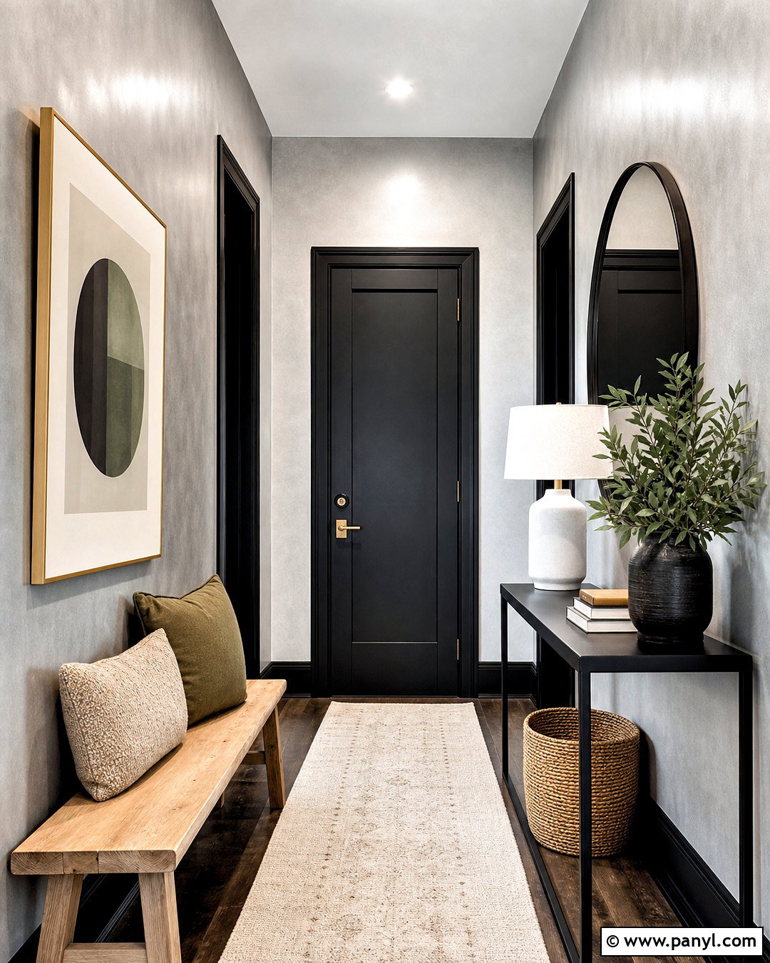 Silver Entryway Walls With Black Trim - 20 silver paint walls