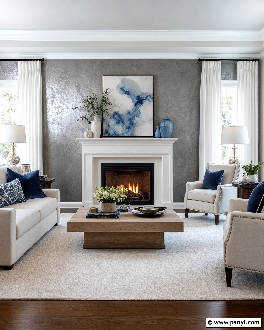 Silver Fireplace Wall - 20 Silver Wall Paint Ideas