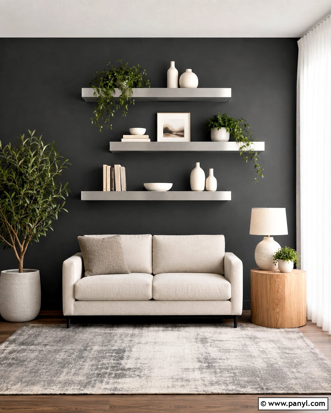 Silver Floating Shelf Wall - 35 silver wall ideas