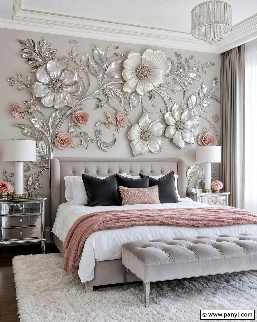 Silver Floral Wall Art Bedroom - 20 silver wall art ideas