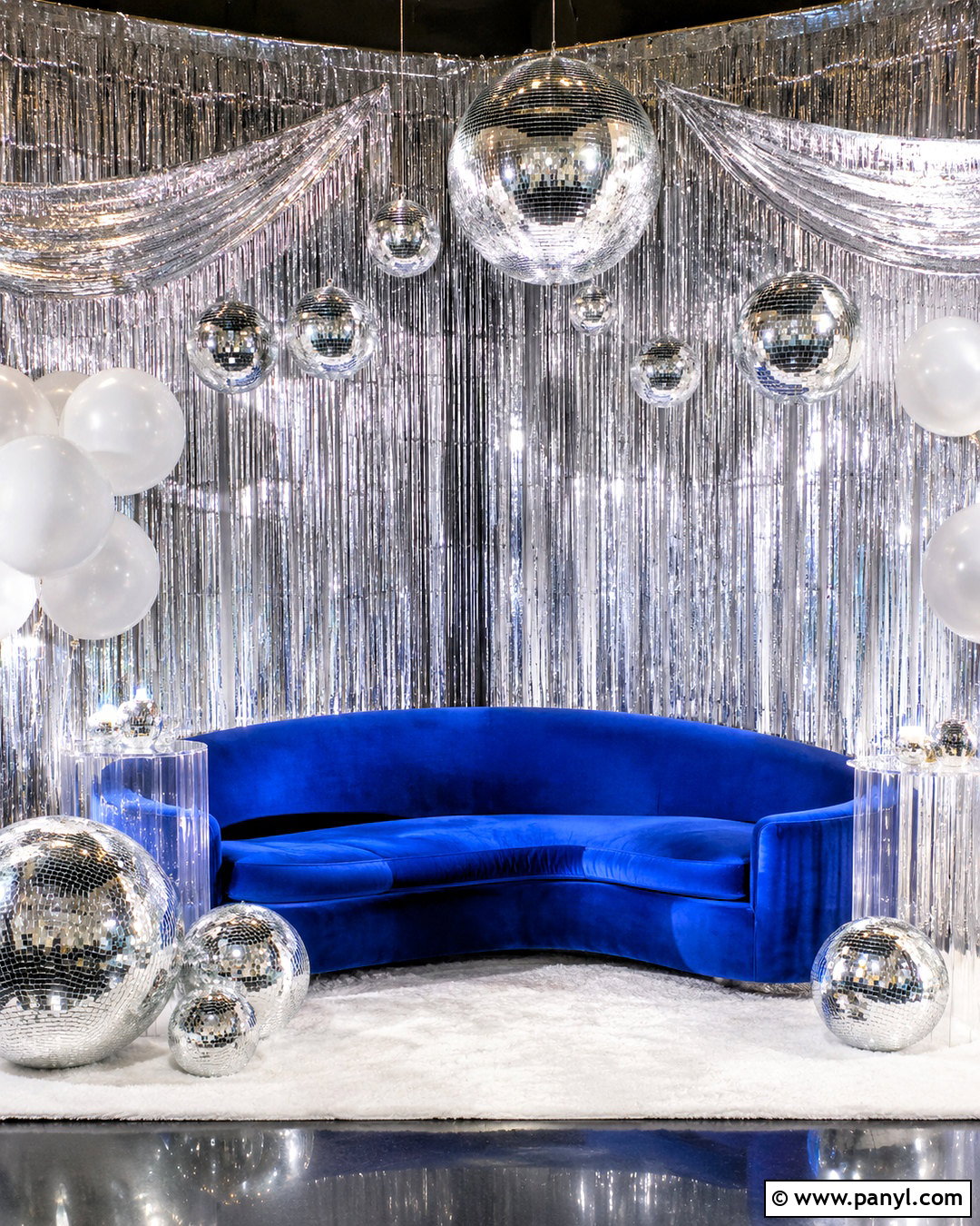 Silver Fringe And Disco Ball Backdrop - 20 metallic backdrop ideas
