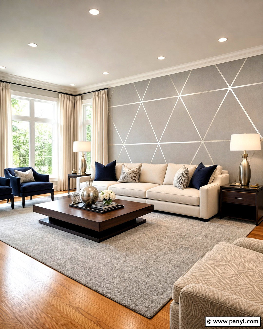 Silver Geometric Living Room Wallpaper - 20 silver wallpapers