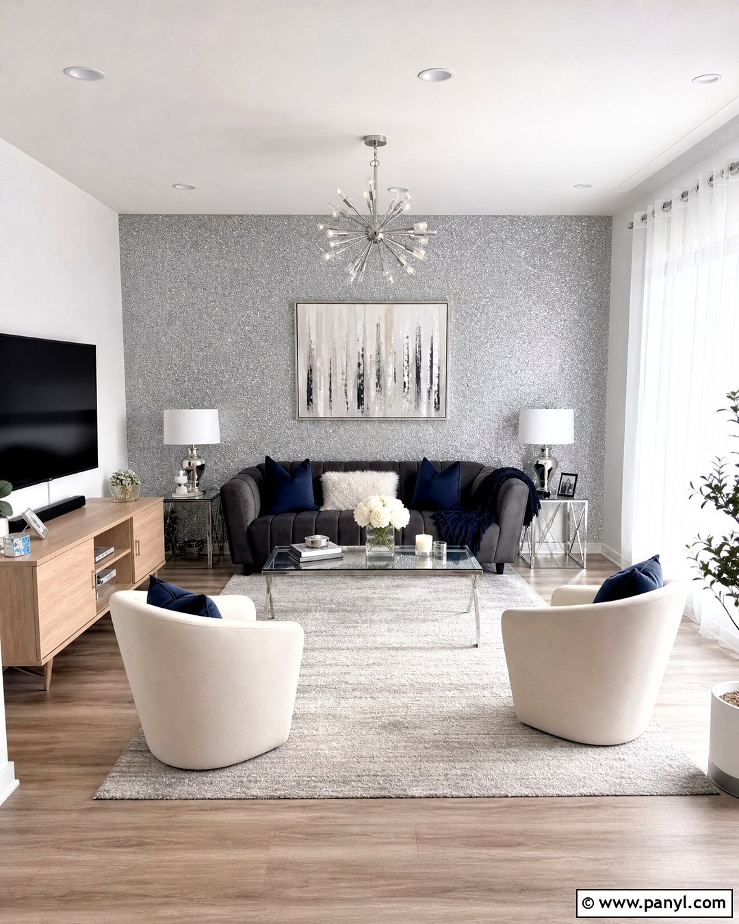 Silver Glitter Accent Wall Living Room - 20 glitter accent wall ideas