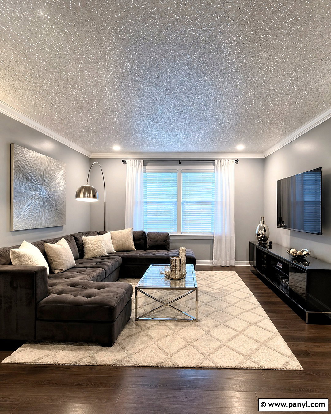 Silver Glitter Ceiling Living Room - 20 glitter ceiling ideas