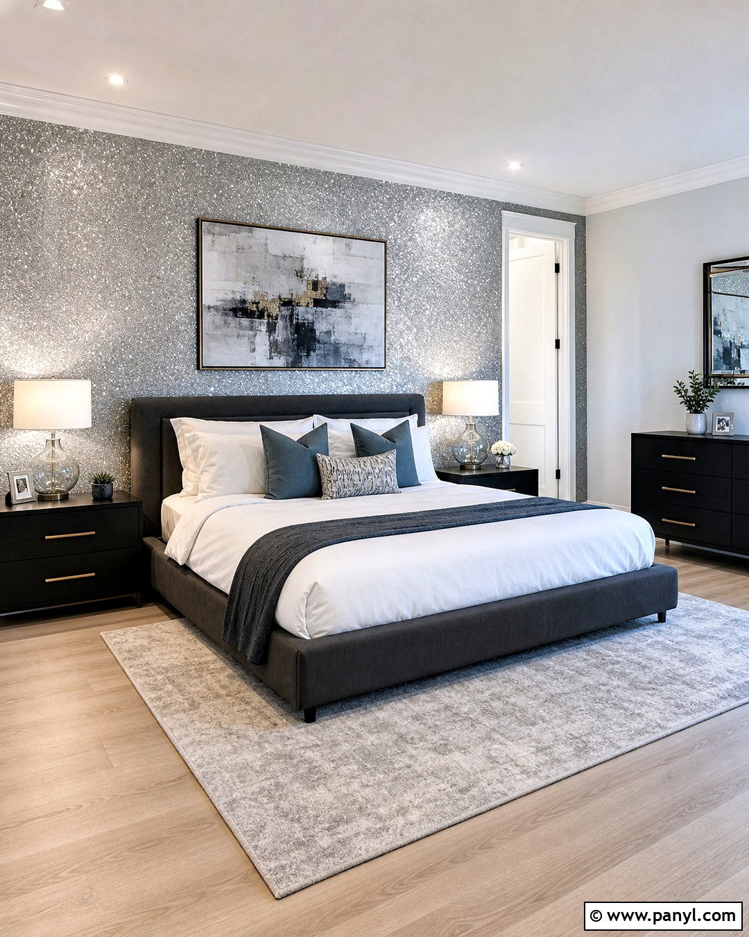 Silver Glitter Wall Bedroom - 20 glitter walls