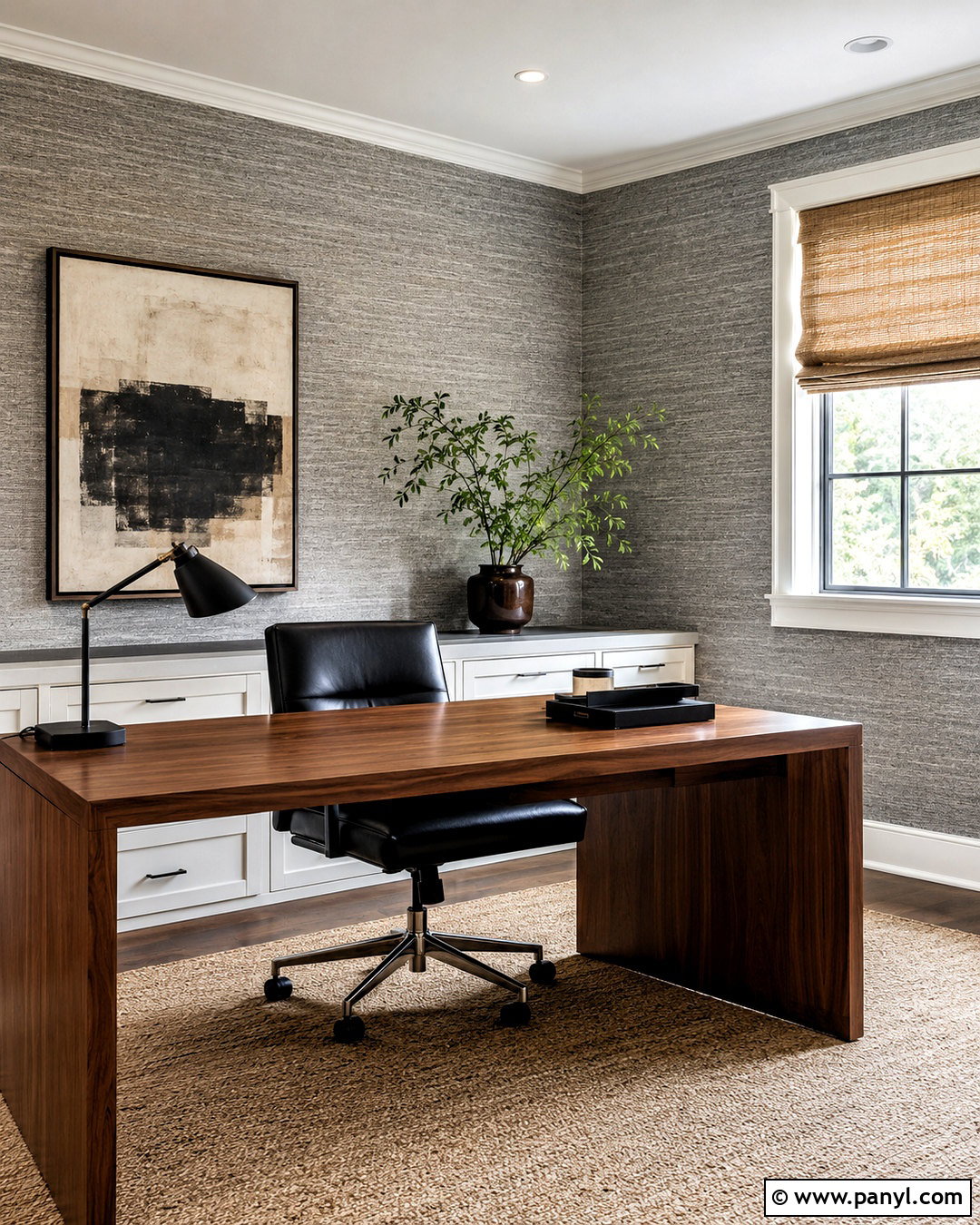 Silver Grasscloth Home Office Wall - 35 silver wall ideas