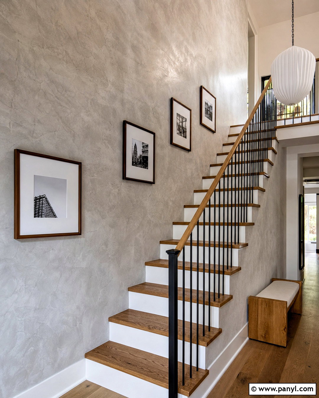 Silver Gray Venetian Plaster Staircase - 20 venetian plaster walls
