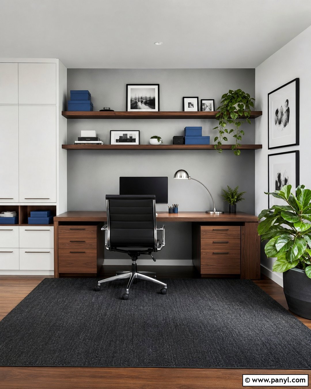 Silver Home Office Wall - 20 Silver Wall Paint Ideas