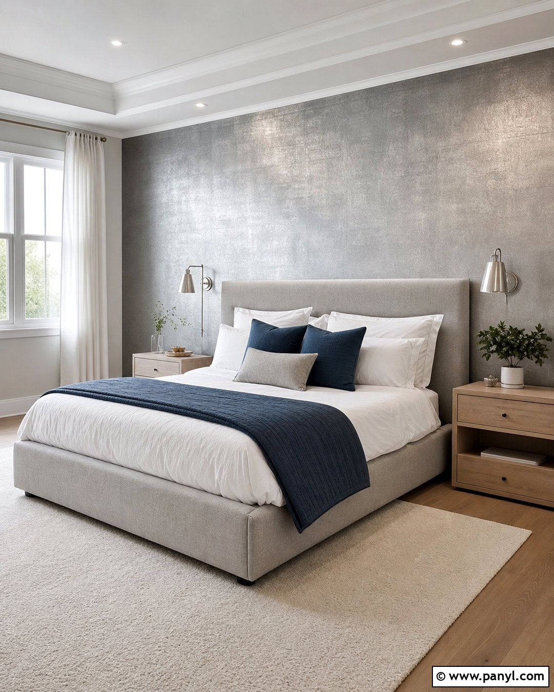 Silver Metallic Paint Bedroom Wall - 20 Metallic Paint Feature Wall Ideas