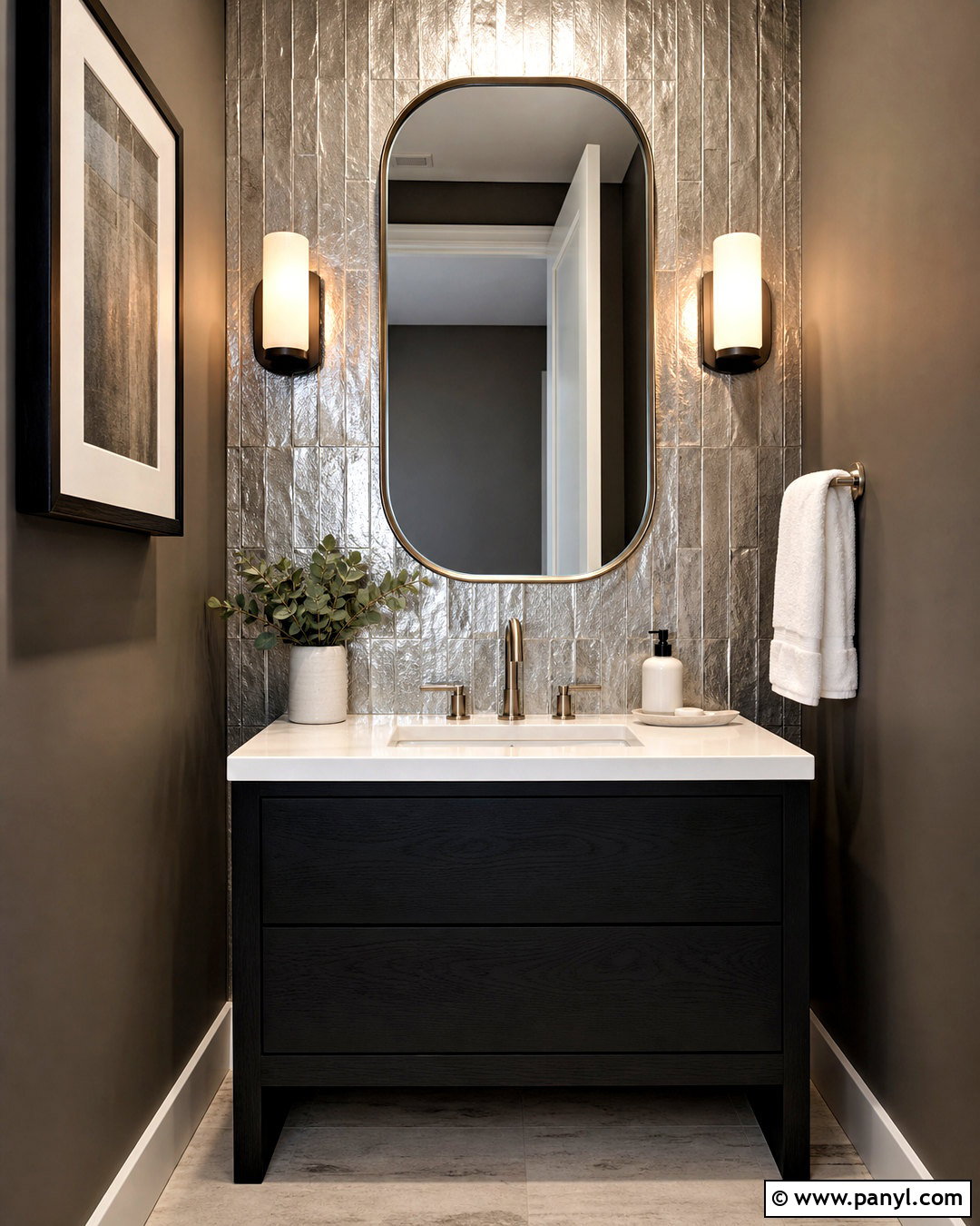 Silver Metallic Tile Powder Room - 20 silver texture ideas