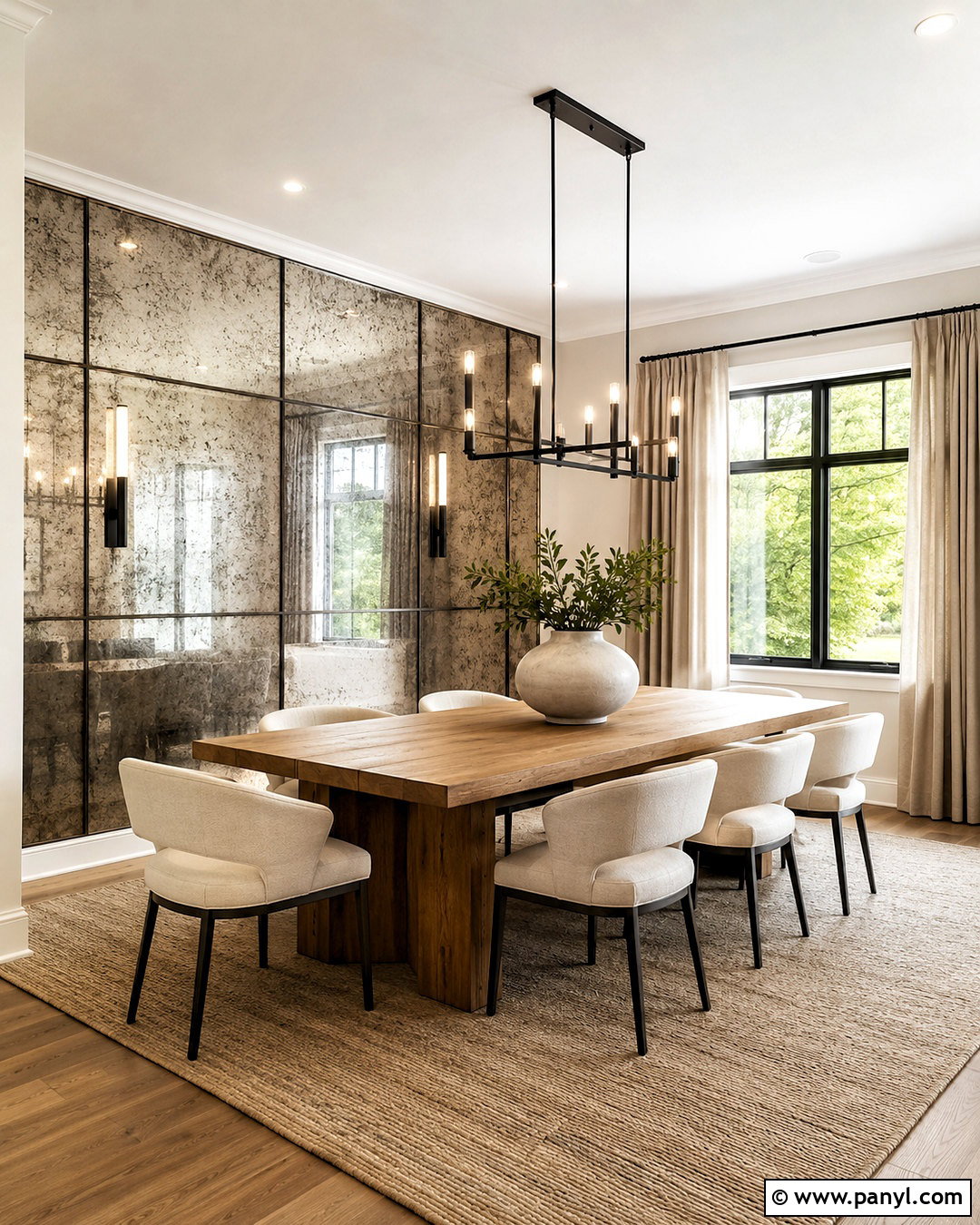Silver Mirror Panel Dining Wall - 35 silver wall ideas