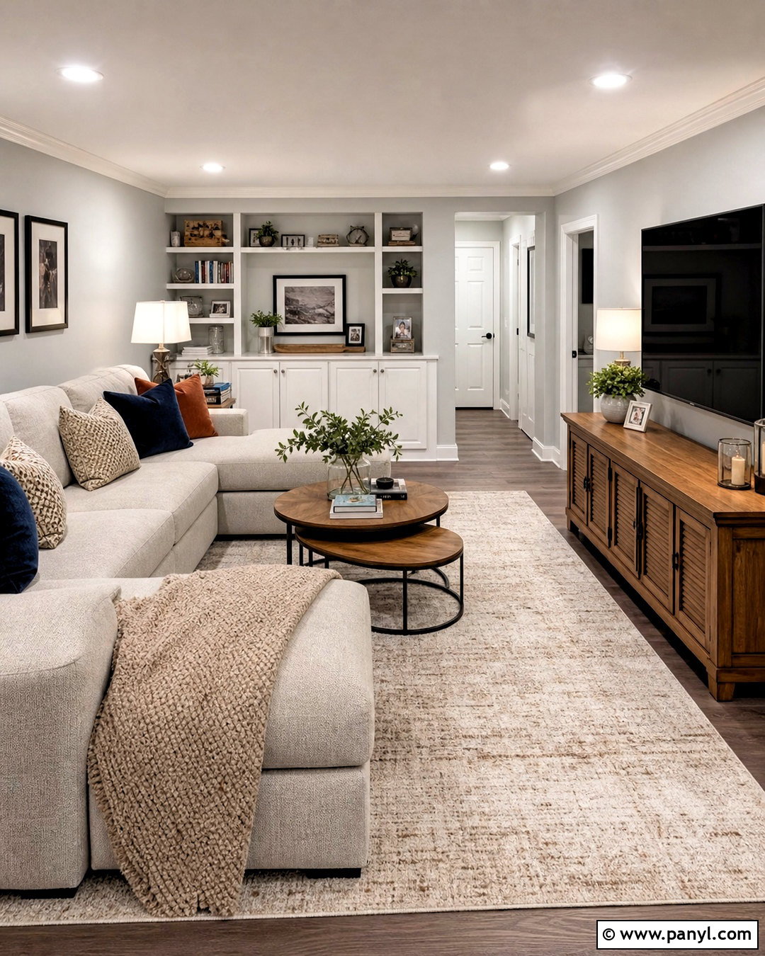 Silver Mist BM Basement Family Room - 20 silver mist bm ideas