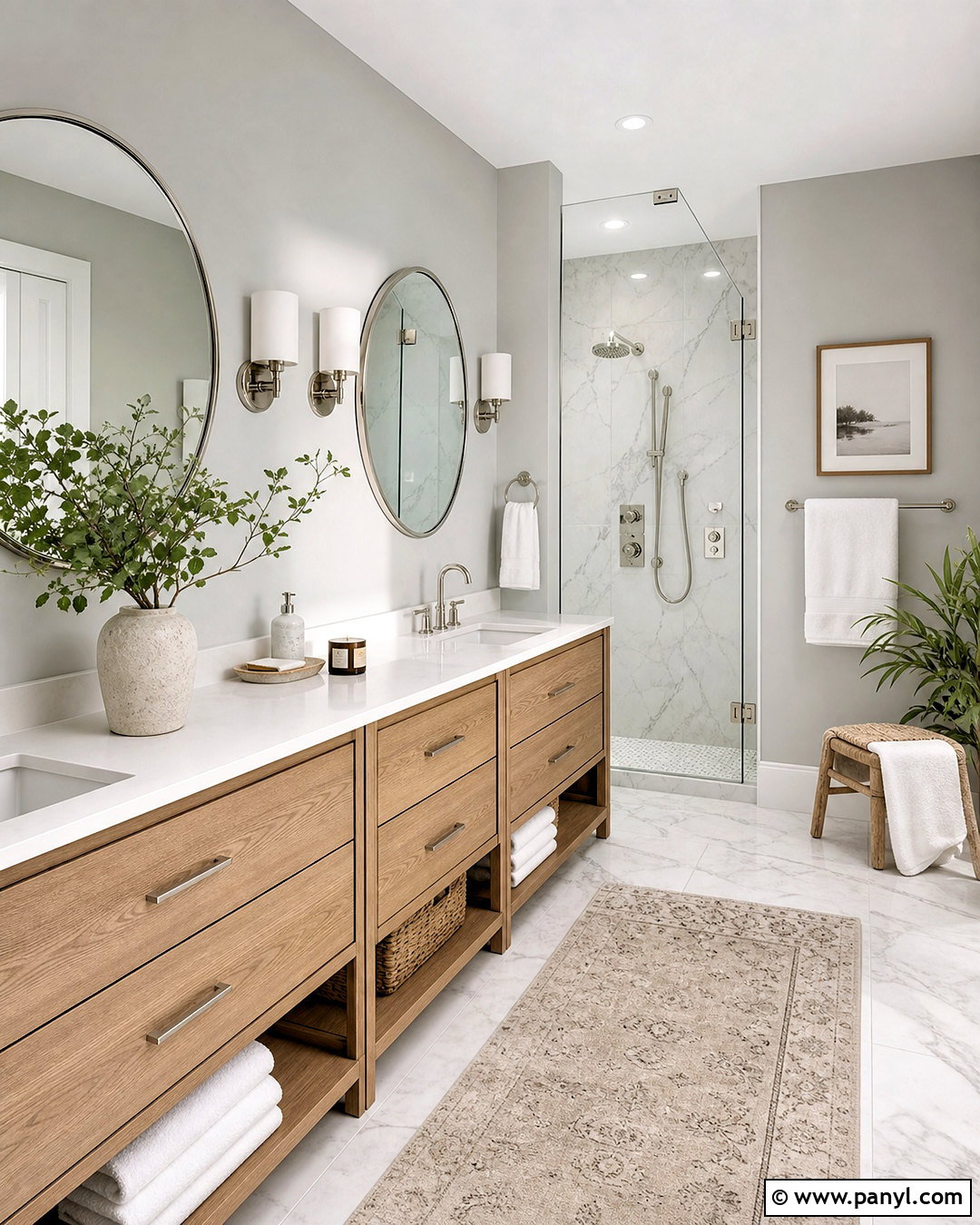 Silver Mist BM Bathroom With Marble - 20 silver mist bm ideas