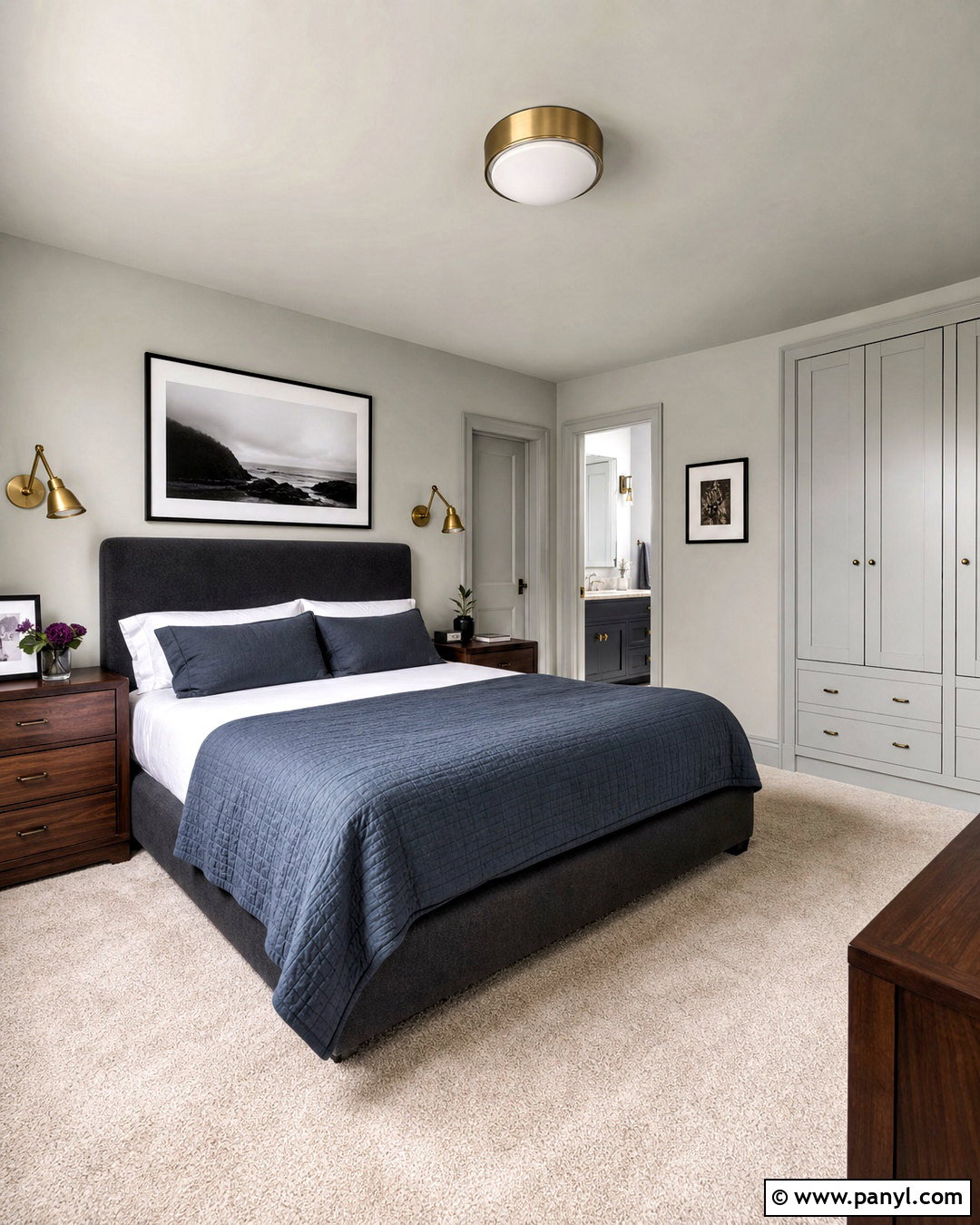 Silver Mist BM Color Drenched Bedroom - 20 silver mist bm ideas