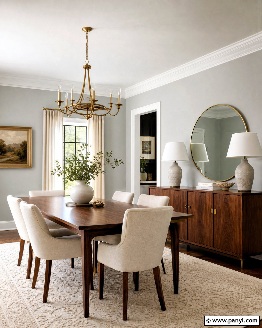 Silver Mist BM Dining Room With Walnut Furniture - 20 silver mist bm ideas