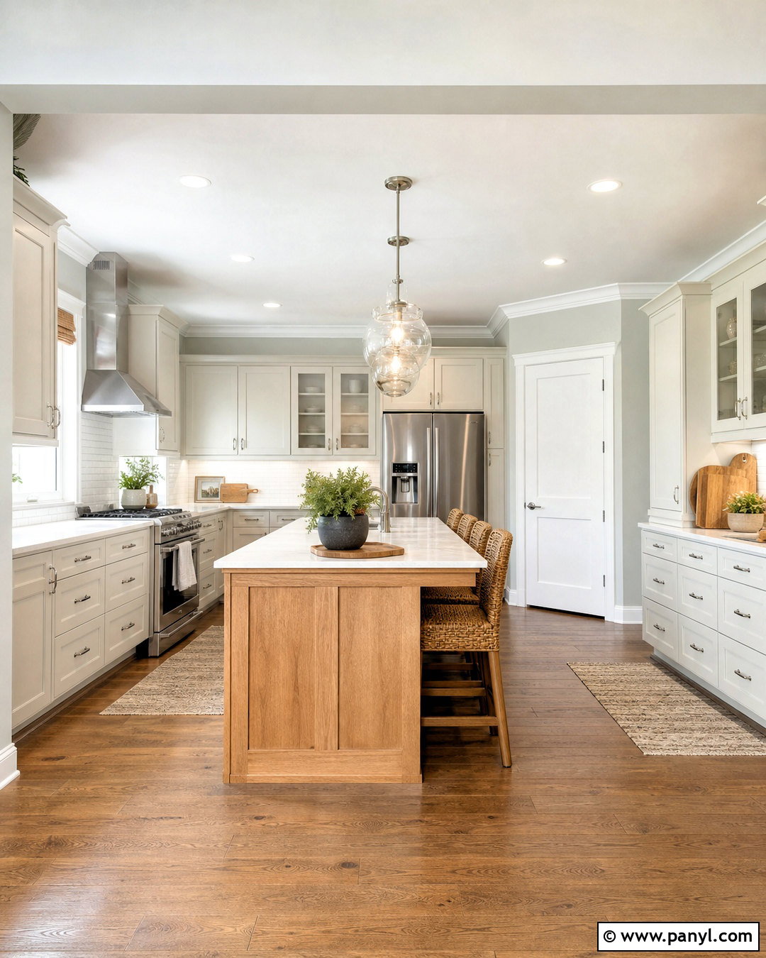 Silver Mist BM Kitchen With White Cabinets - 20 silver mist bm ideas