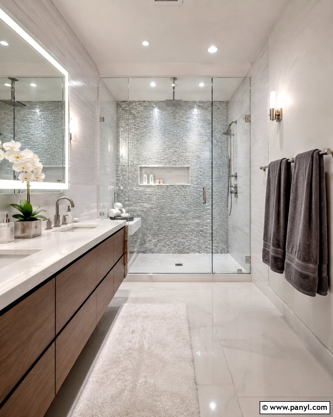 Silver Mosaic Bathroom Wall - 35 silver wall ideas