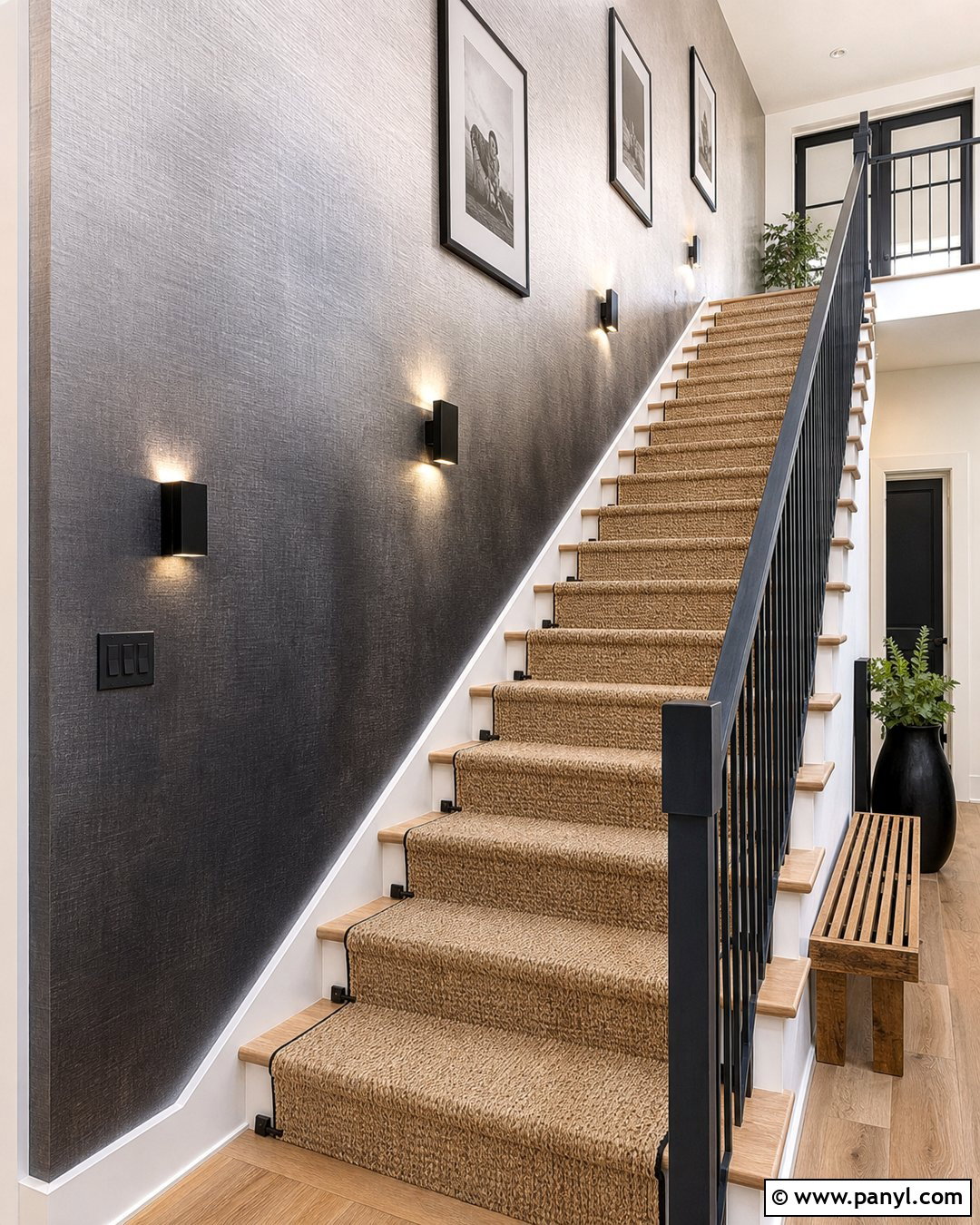 Silver Ombre Metallic Paint Accent Wall Stairway - 20 Metallic Paint Accent Wall Ideas