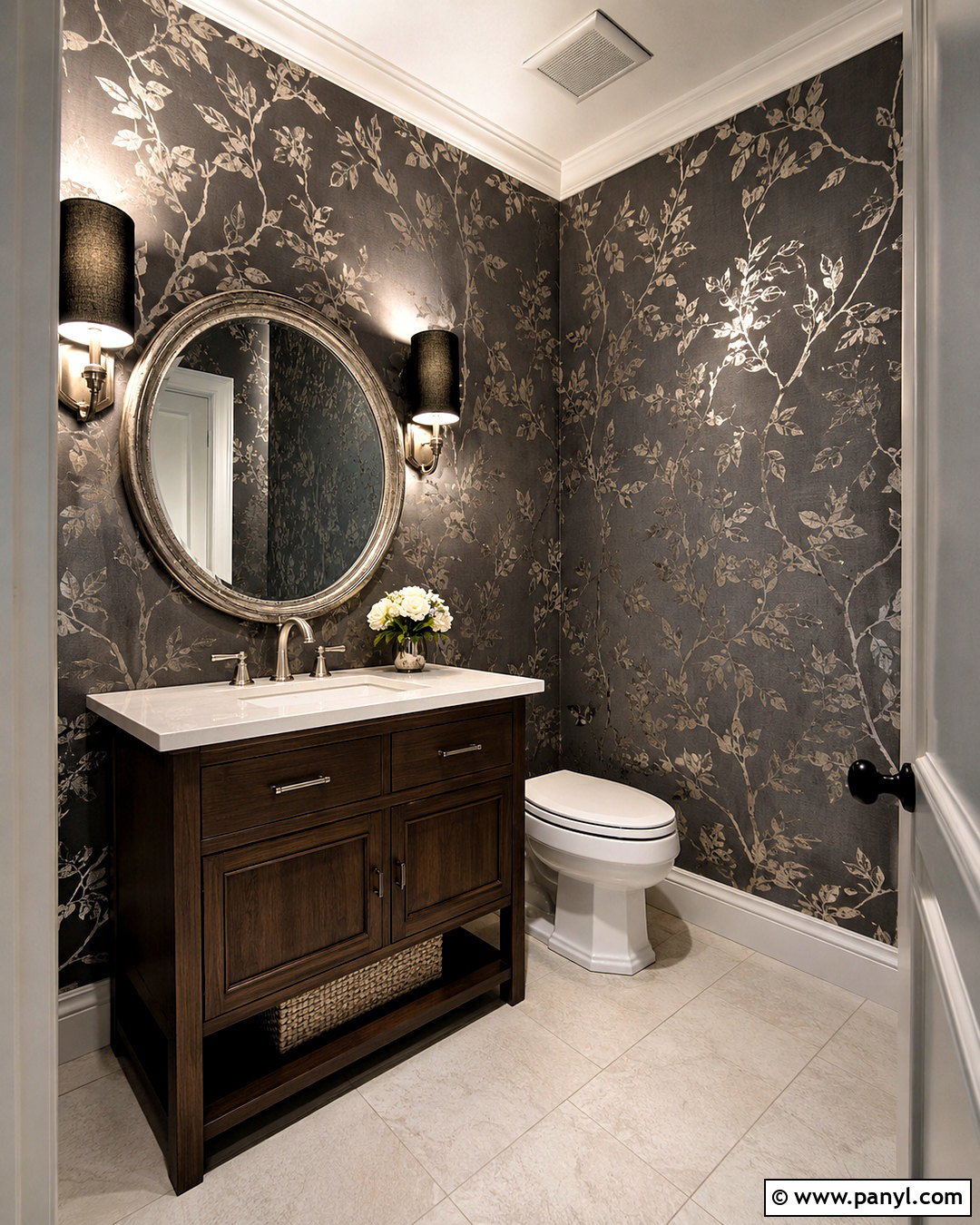 Silver Powder Room Wall - 35 silver wall ideas