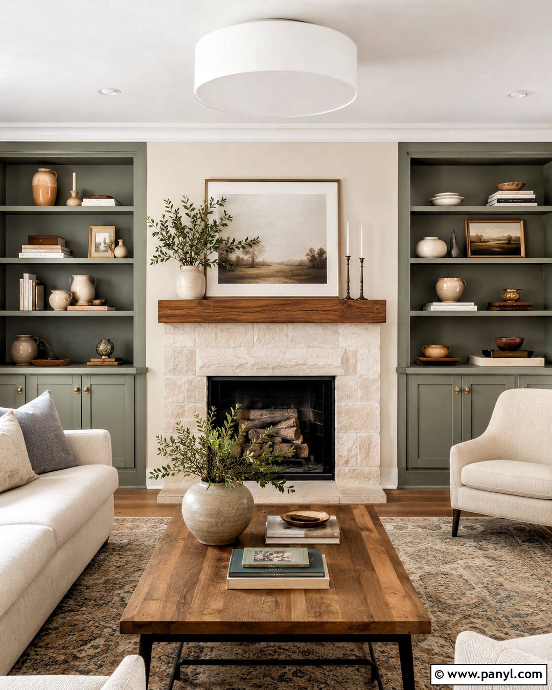 Silver Sage Built-Ins Around A Fireplace - 35 silver sage benjamin moore ideas