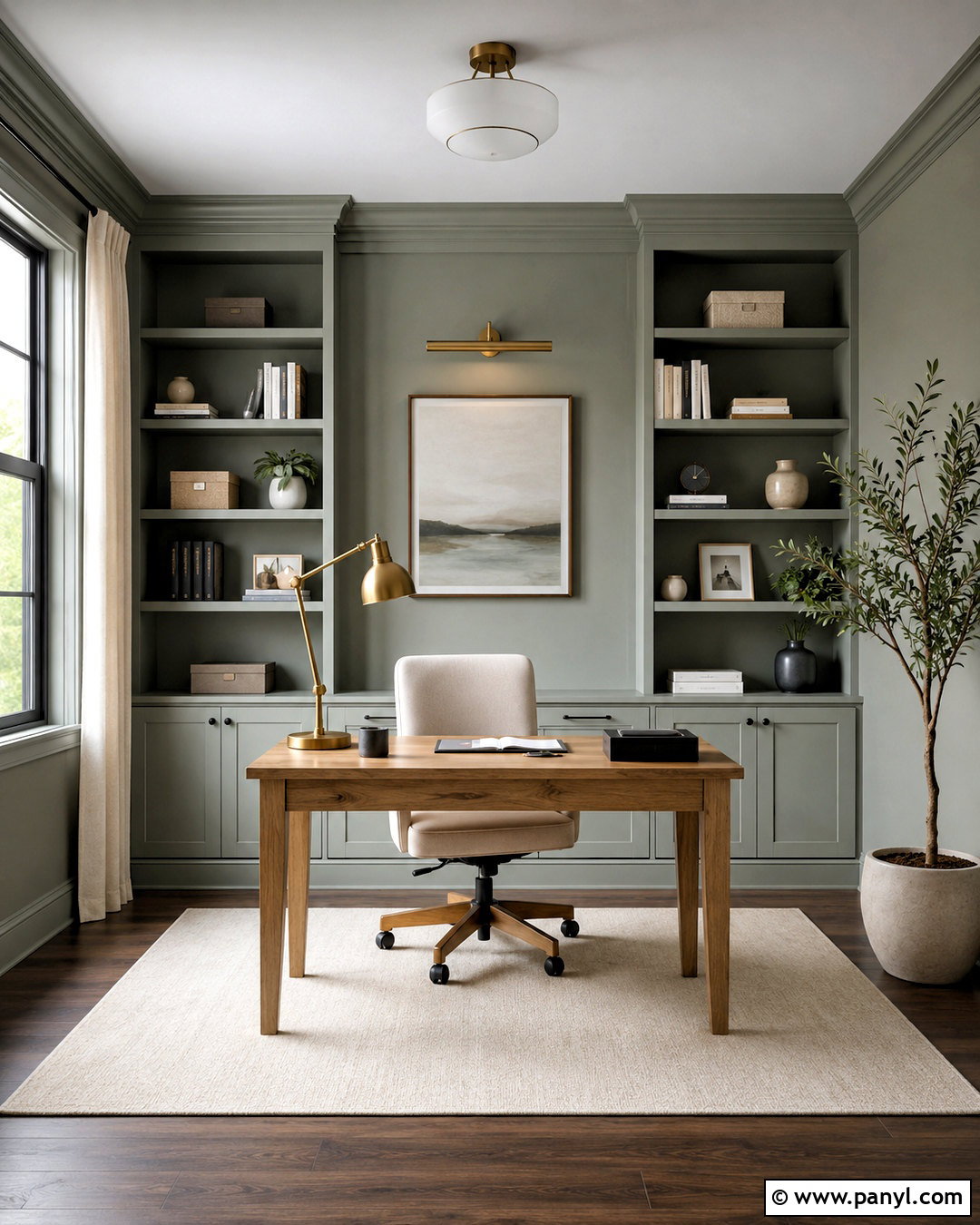 Silver Sage Home Office With Built-In Shelves - 35 silver sage benjamin moore ideas