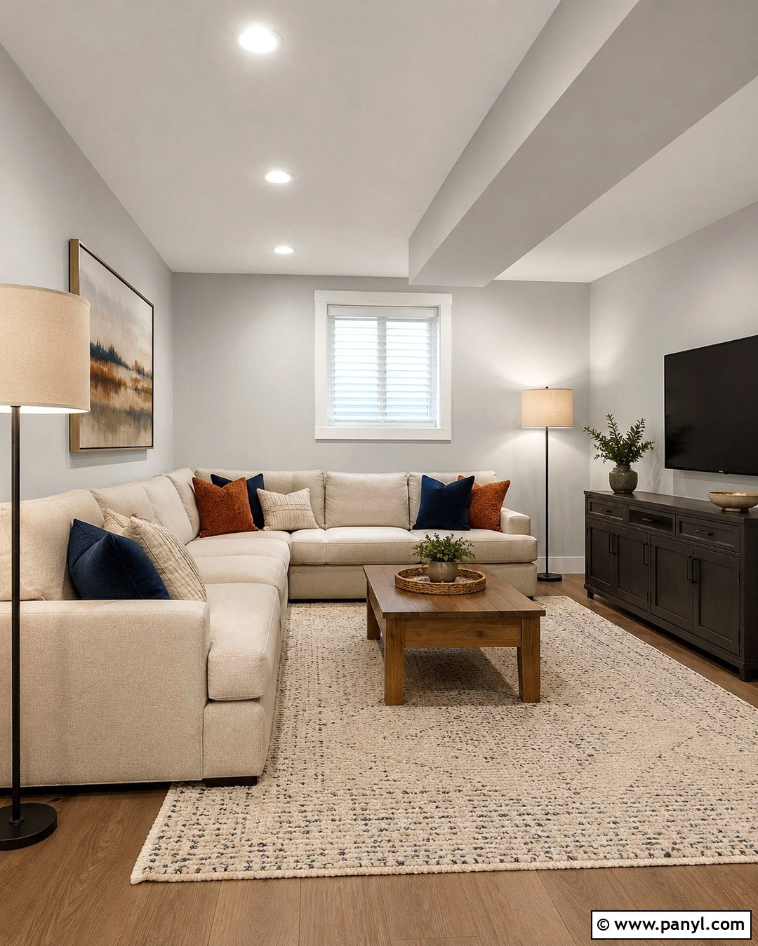 Silver Satin Basement Family Room - 20 silver satin walls