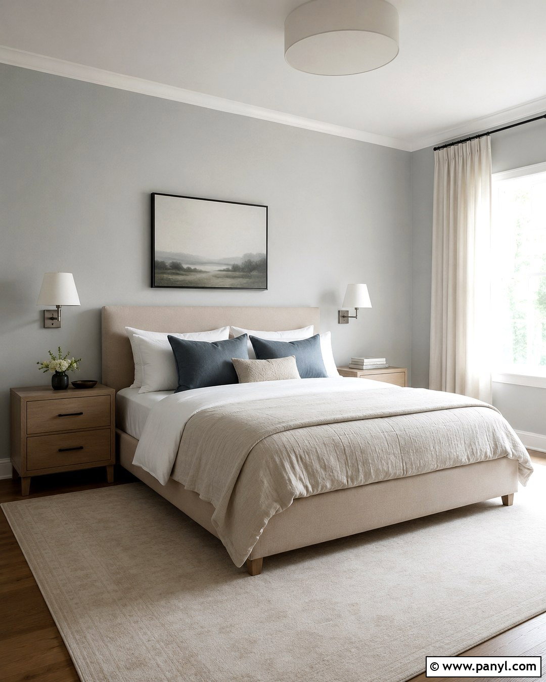 Silver Satin Bedroom With Linen Bedding - 20 silver satin walls
