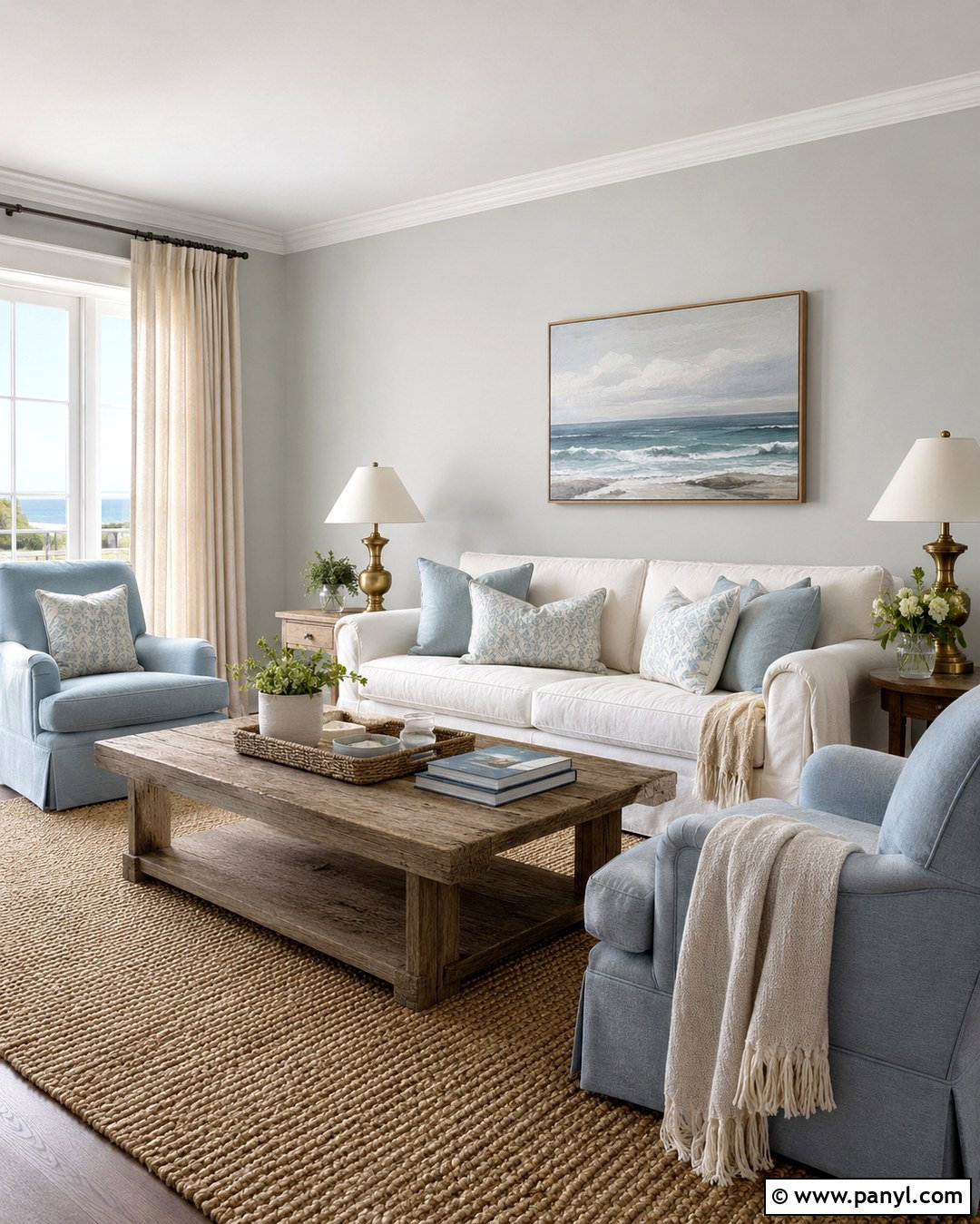Silver Satin Coastal Family Room - 20 silver satin walls