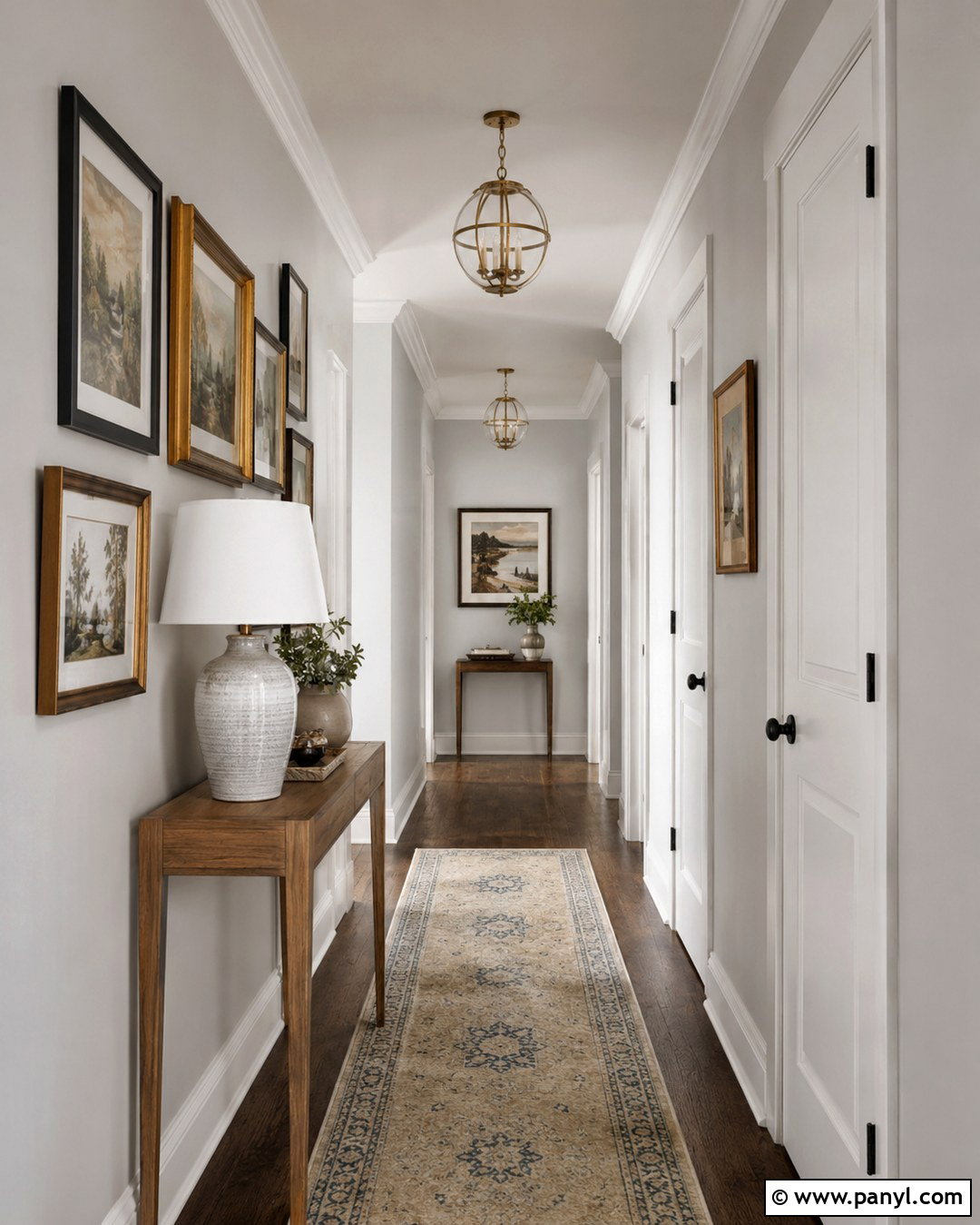 Silver Satin Hallway Gallery Wall - 20 silver satin walls