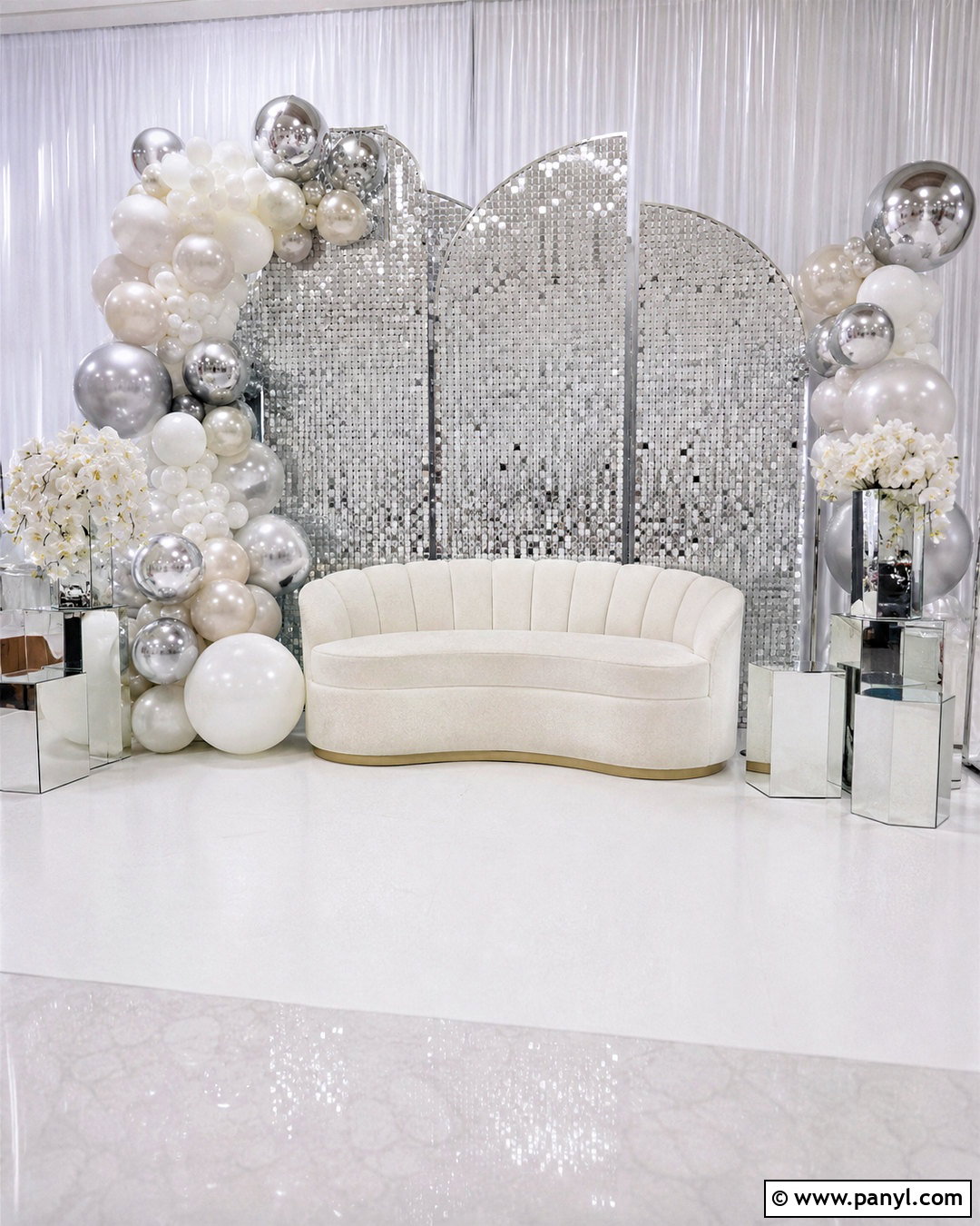 Silver Sequin Metallic Backdrop - 20 metallic backdrop ideas