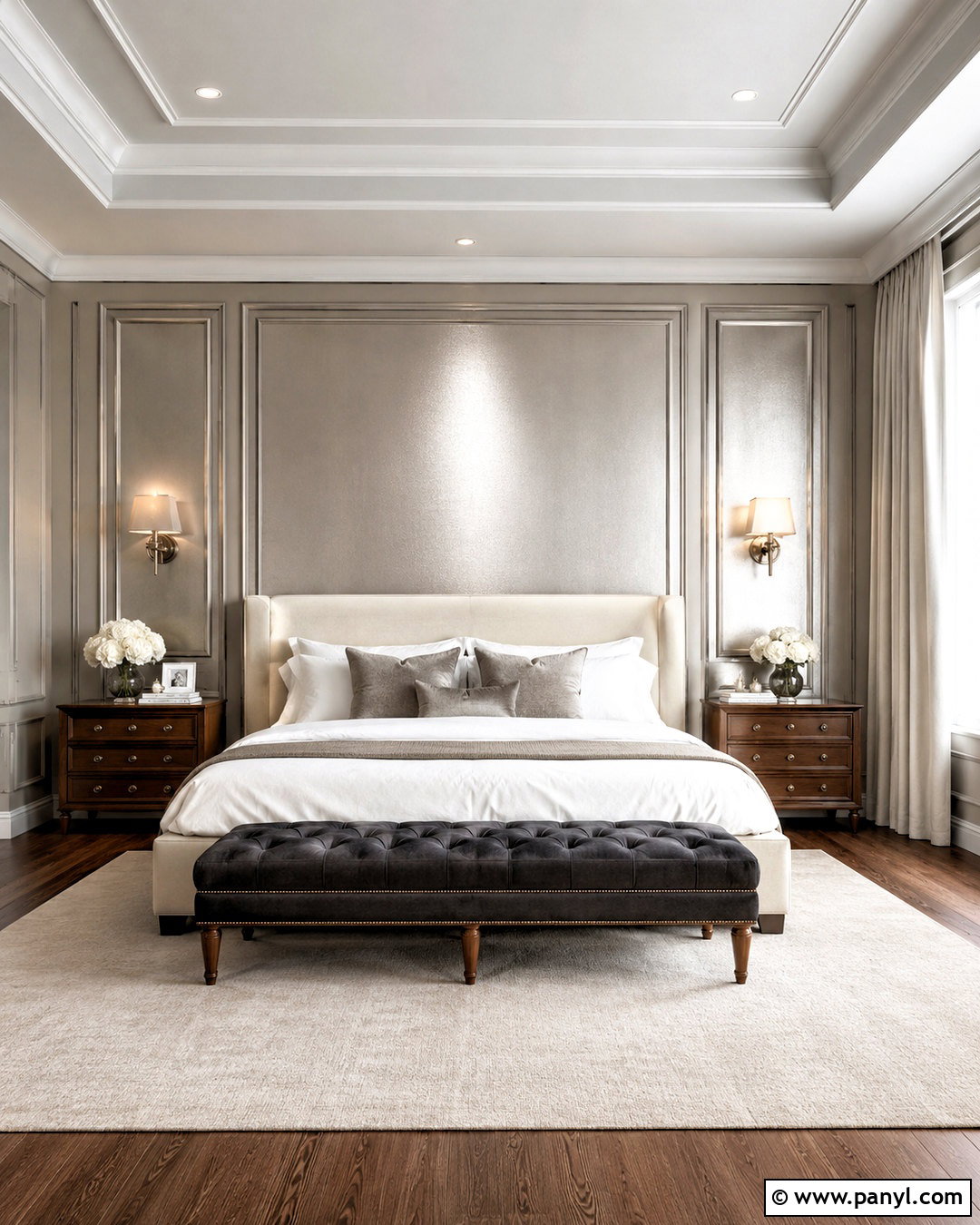 Silver Shimmer Paneled Wall - 35 silver shimmer wall ideas