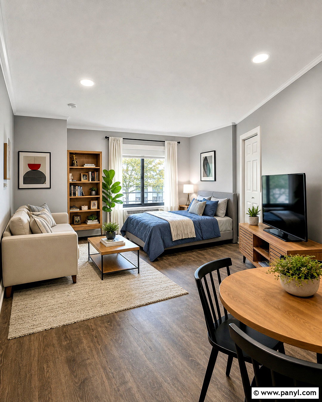 Silver Studio Apartment Walls With Beige Decor - 20 silver paint walls