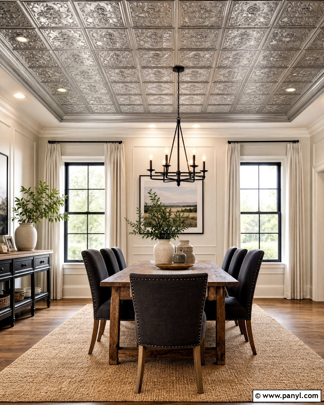 Silver Tin Ceiling Dining Room - 20 silver texture ideas