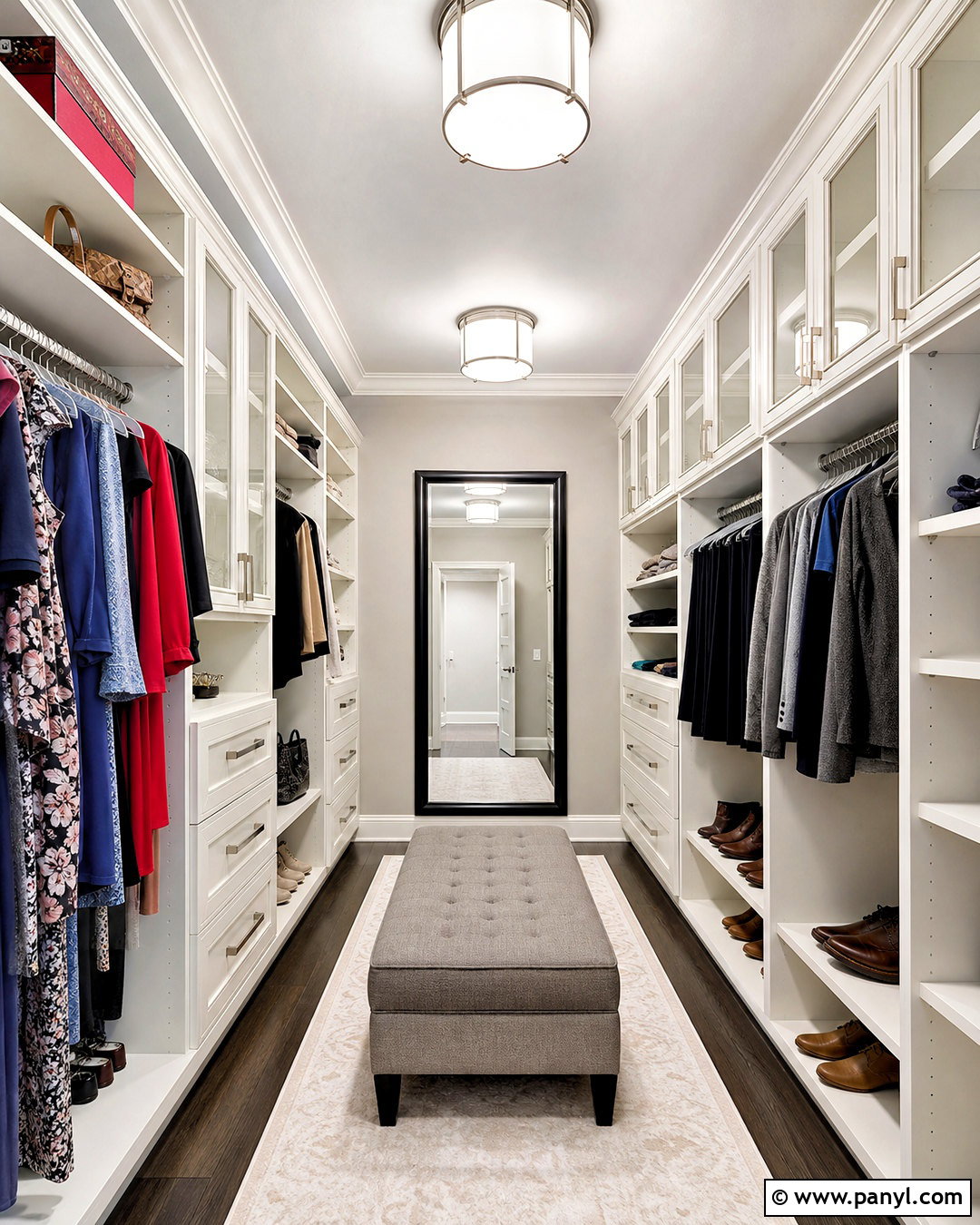 Silver Walk-In Closet Walls With Glass Storage - 20 silver paint walls