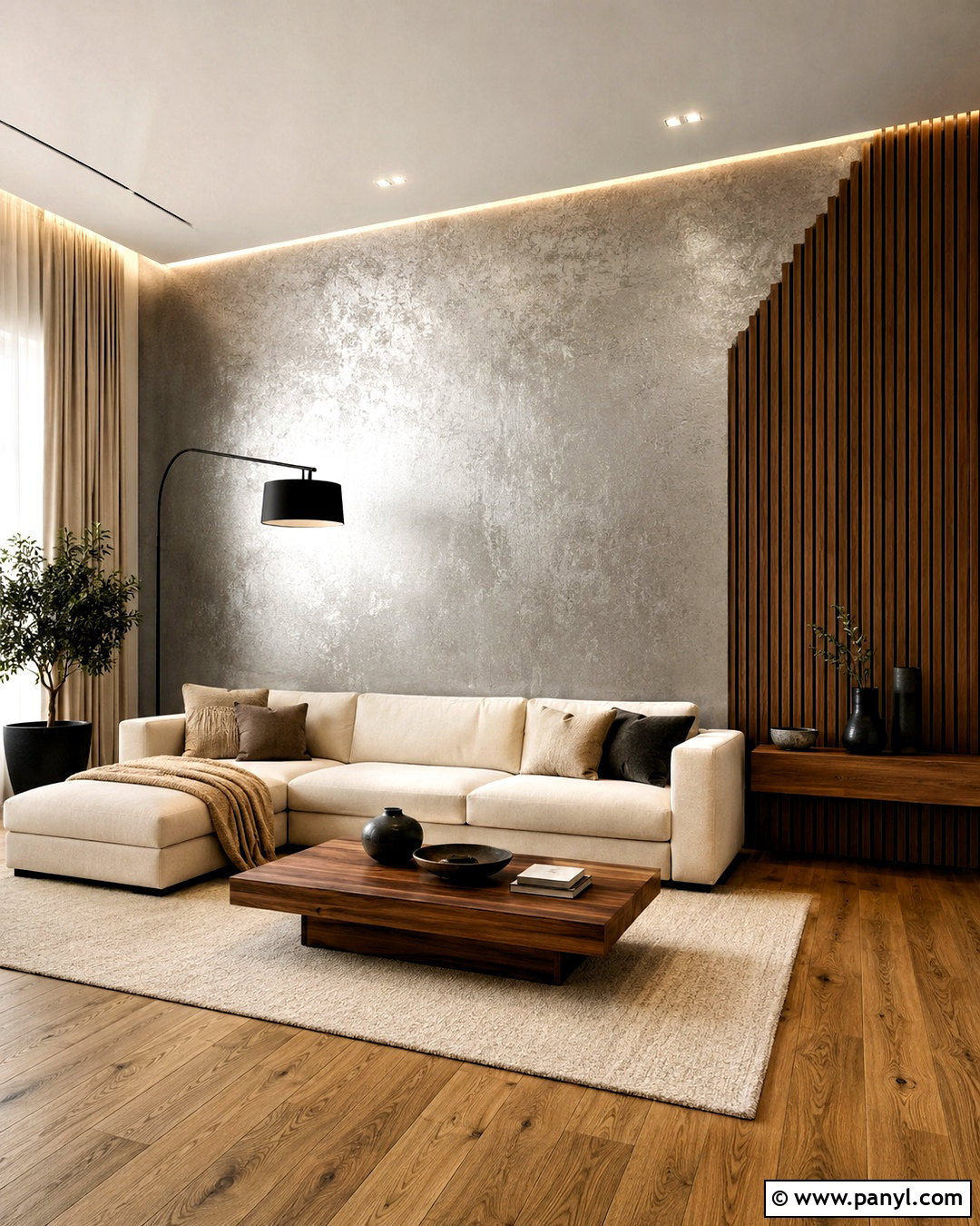 Silver Wall With Wood Slats - 35 silver wall ideas