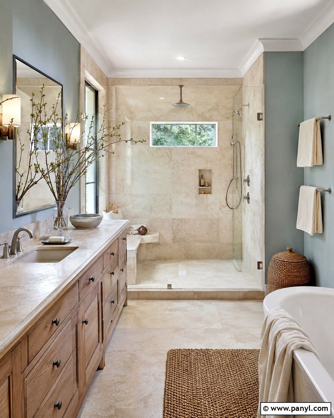 Silvermist Bathroom With Natural Stone - 20 Silvermist Sherwin Williams Bathroom Ideas