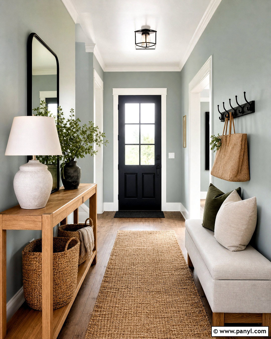 Silvermist Entryway With White Trim - 20 silvermist sherwin williams ideas