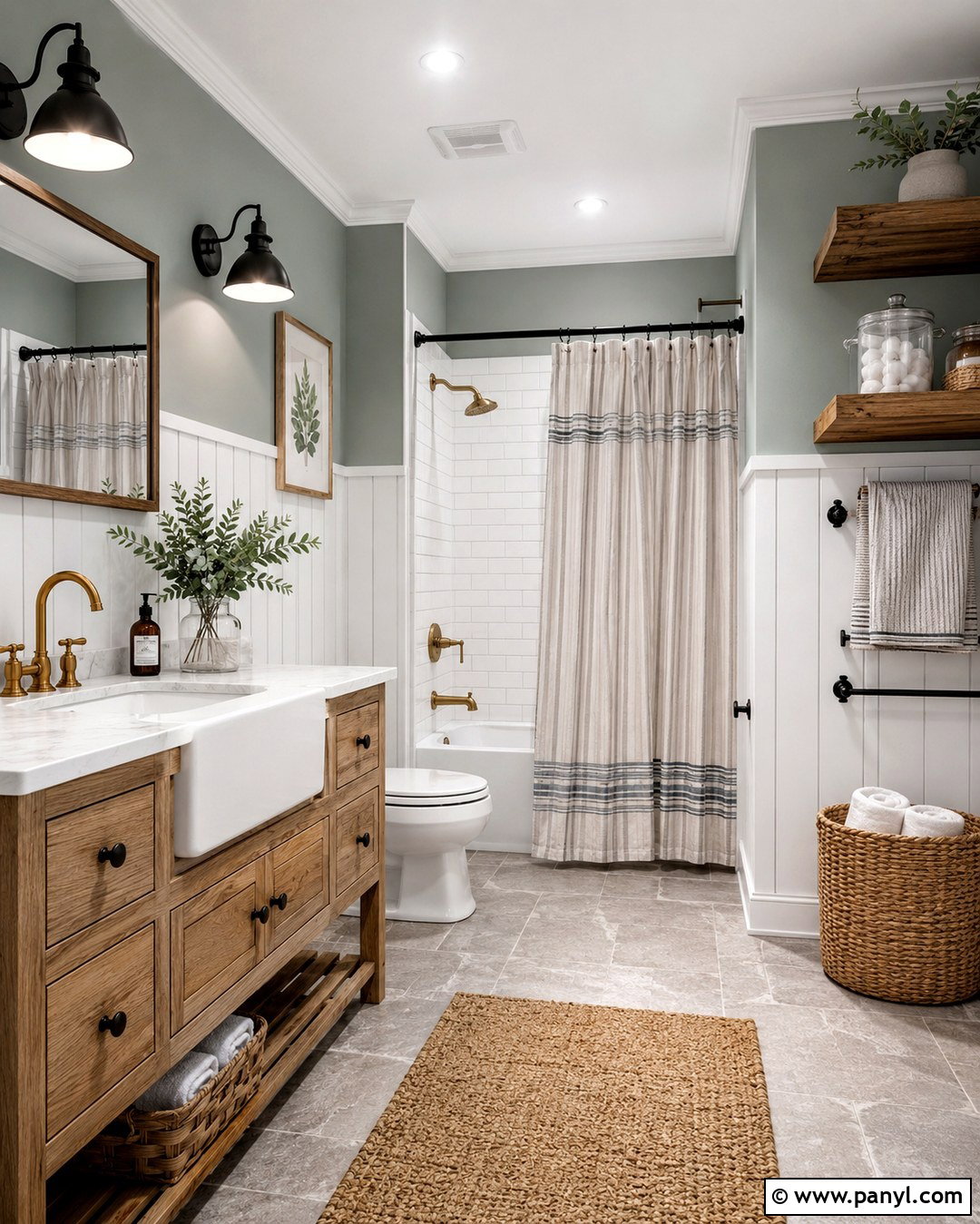 Silvermist Farmhouse Bathroom - 20 Silvermist Sherwin Williams Bathroom Ideas