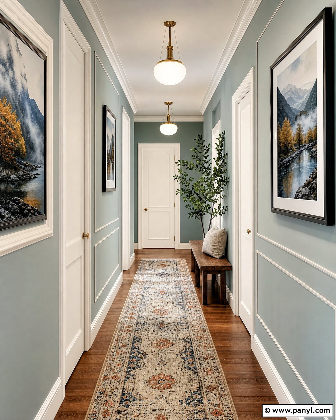Silvermist Hallway With Picture Molding - 20 silvermist sherwin williams ideas